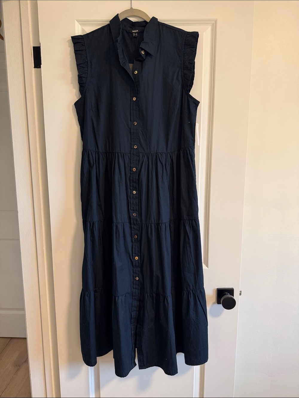Mexx Navy Sleeveless Button-Tier Maxi Dress